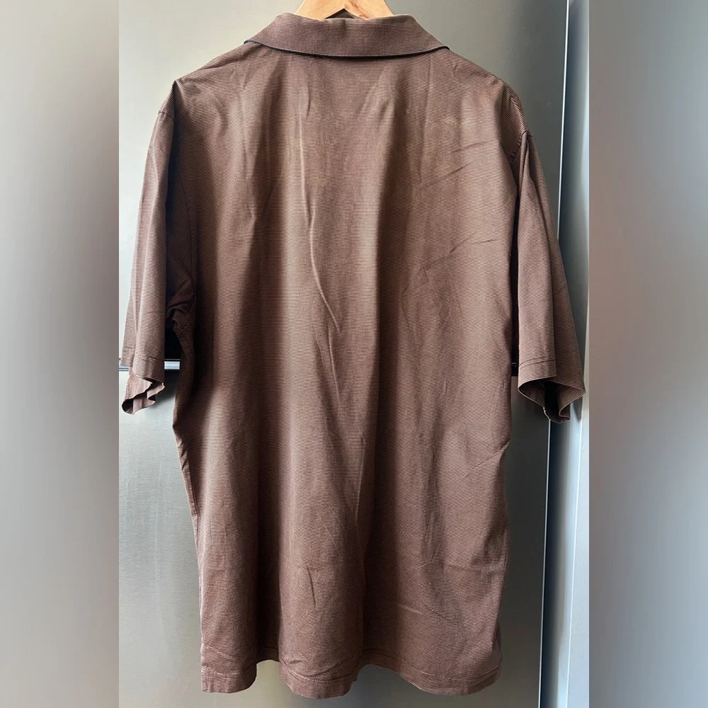 Carnoustie Brown Striped Polo XL Mercerized Cotton Golf Shirt